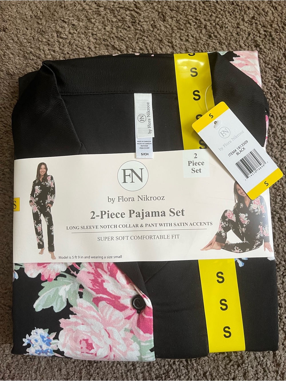a new day Black Floral 2-Piece Pajama Set